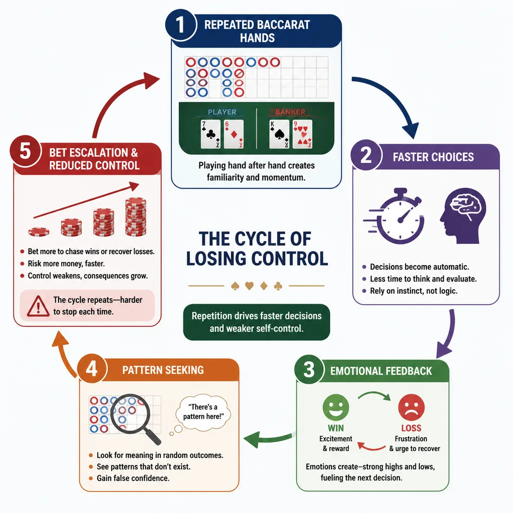 Decision fatigue loop in baccarat betting behavior