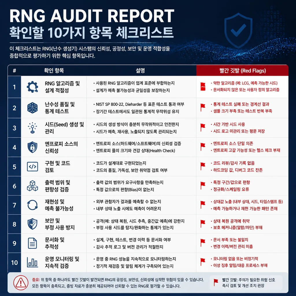 RNG 감사 보고서 분석 체크리스트와 위험 신호