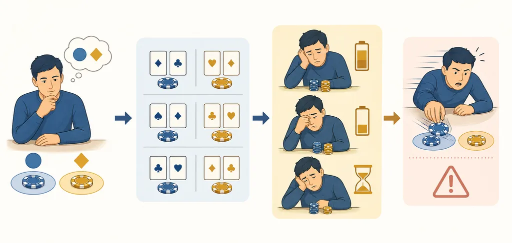 Flow from a planned baccarat decision to a fatigue-related betting error