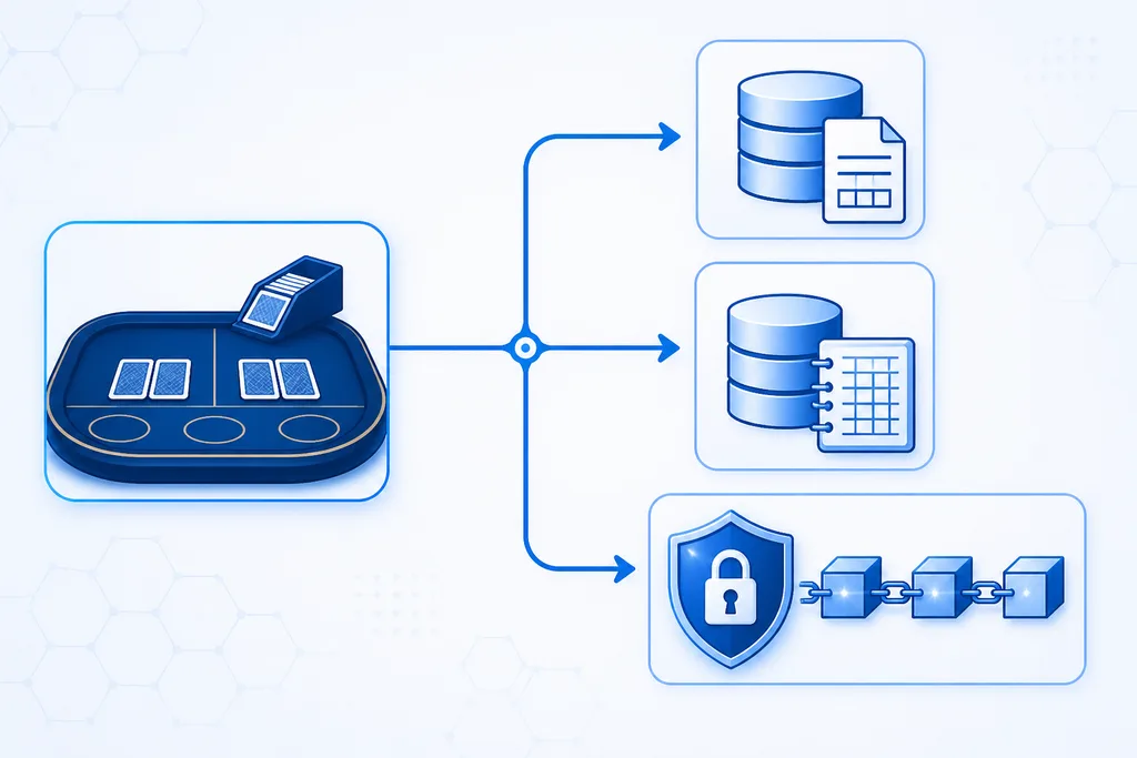Baccarat event, result, settlement, and audit trail flow