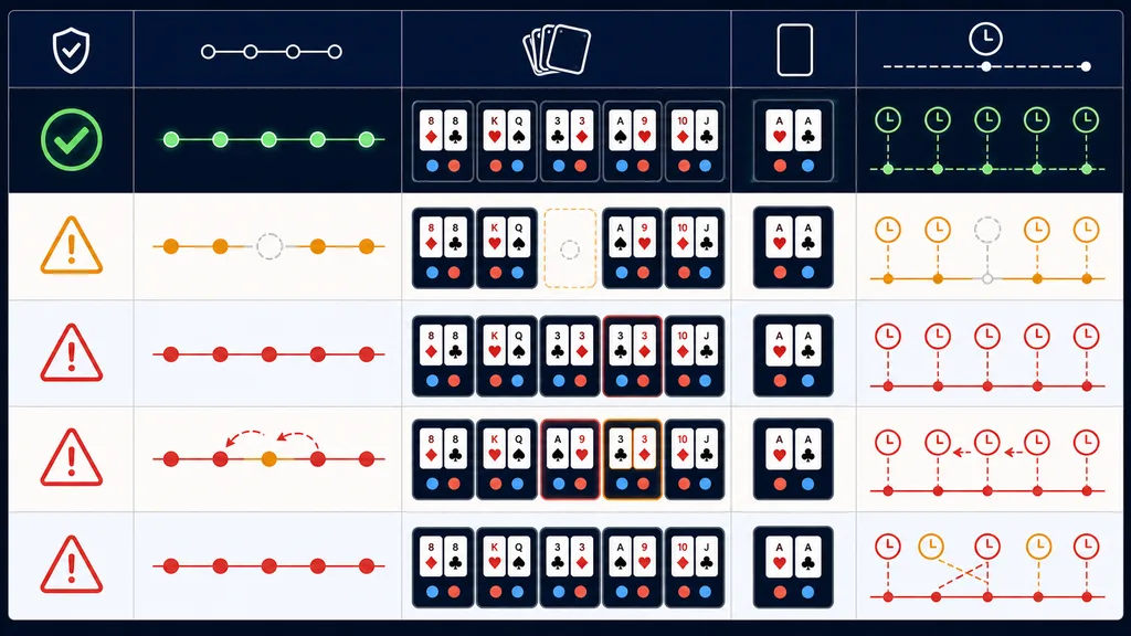 Comparison of normal baccarat logs and logs with missing, duplicate, and out-of-order events